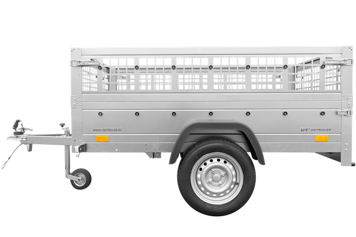 Remorque basculante 200x125 avec ridelles grillagées et roue jockey – garden trailer 201 kipp